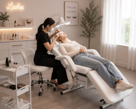 Fotoliu-Pat cosmetic cu sertare - extensii gene, tatuaje, epilare 183 x 72 cm Alb+Scaun [4]