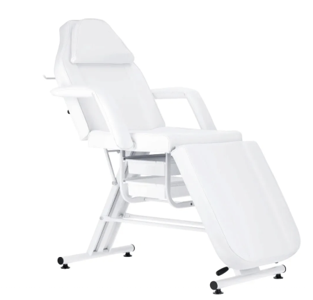Fotoliu-Pat cosmetic cu sertare - extensii gene, tatuaje, epilare 183 x 72 cm Alb+Scaun [2]