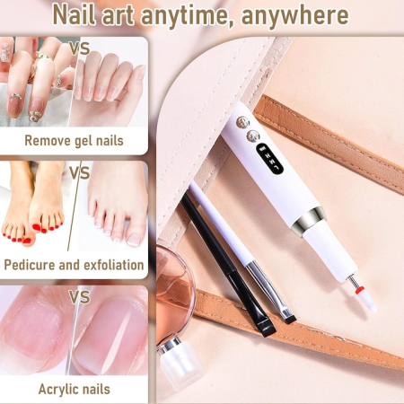 Freza unghii profesionala, Axroad Mall, electrica, wireless, 15000 RPM, pentru manichiura, pedichiura, capete pentru pila forme diverse, portabil, incarcare USB, Zgomot redus si putere redusa, ABS, 15 [3]