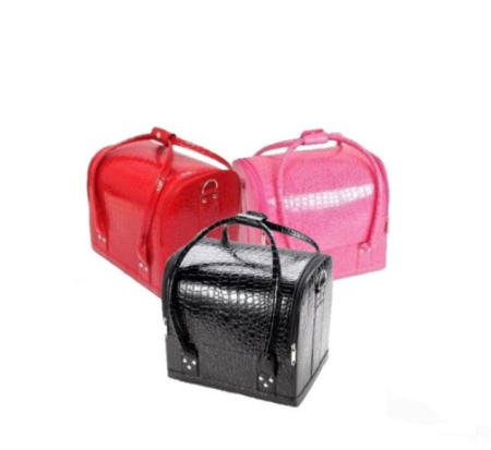 Geanta Cosmetice - Geanta cosmetice cu organizator, aspect piele crocodil, Beauty Case