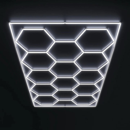 Aplica - Hexagoane LED, Honeycomb, 512w, 2, 40m x 4, 80m, Alb Rece 6500K, Alimentare 220V, Garaj, Atelier, Salon, Frizerie, Magazin, Service