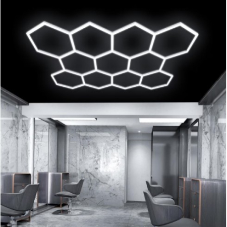 Lumini Led Hexagon - Iluminat LED Hexagon HoneyComb, 11 Hexagoane, garaj atelier barbershop 310x230cm, 368W