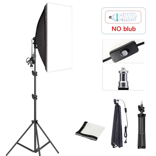 Ring Light - Kit Lumina Continua Softbox 70x50cm pentru Studio Foto cu 1 filtru difuzie si Suport Trepied Reglabil 78-230cm