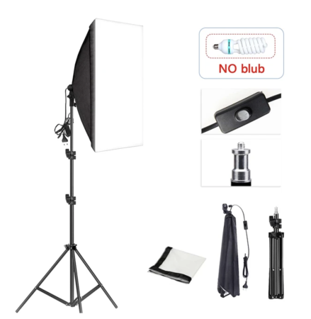 Kit suport pentru 4 becuri cu fasung E27 + softbox 40X60cm [1]