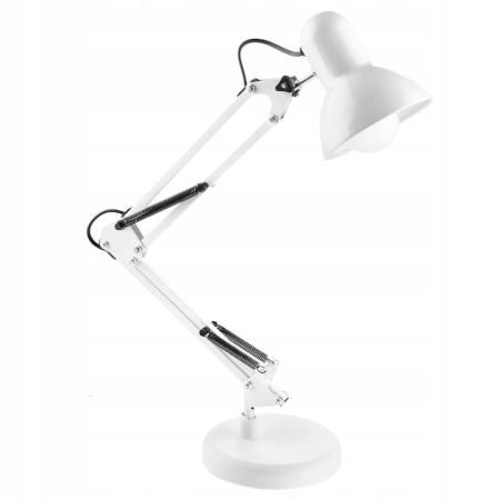 Lampi Birou - Lampa birou metalica Lewer, alba, 60cm inaltime, cu brat flexibil, E27
