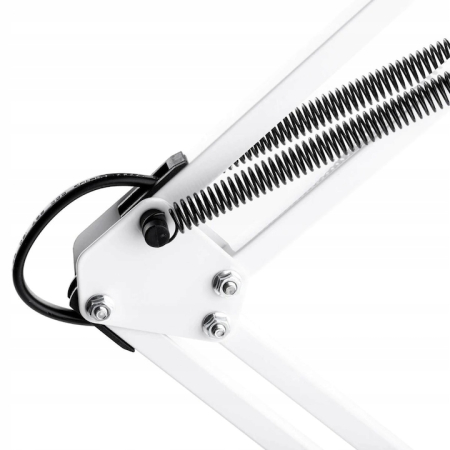 Lampa birou metalica Lewer, alba, 60cm inaltime, cu brat flexibil, E27 [5]