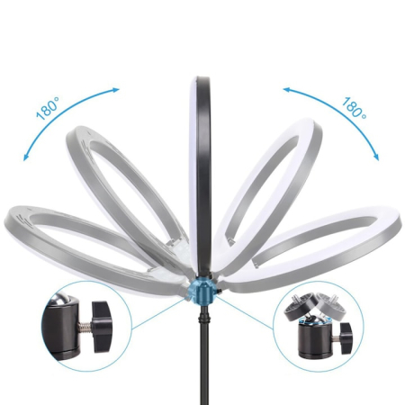 Lampa circulara profesionala ring light, 240 W, cu diametru 45 cm, 180 x LED SMD, 10 nivele de intensitate, lumina rece, calda si neutra, photo, video si makeup cu trepied 210cm inclus, 3 [2]