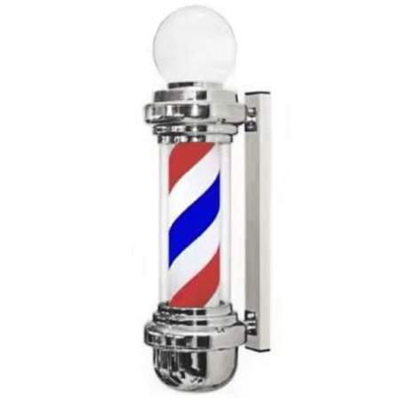 Accesorii Frizerie - Lampa iluminata Barber Pole pentru barber shop argintiu 68 cm, Calissimo, PLA-68-SL-NEW