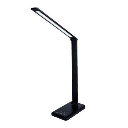 Lampi Birou - Lampa LED birou, incarcator wireless QI pentru telefon sau casti, control touch, port USB, temporizator, lumina in 5 culori-calda sau rece, ajustare intensitate cu atingere, pliabila, Negru