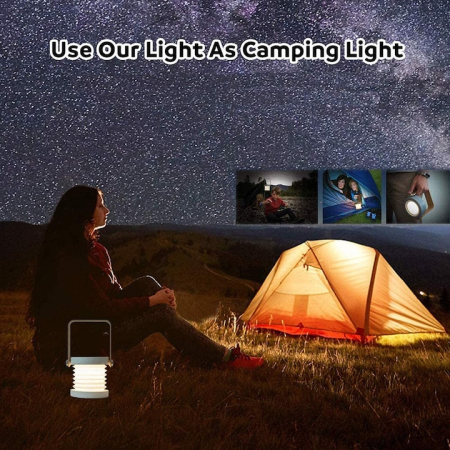 Lampa multifunctionala portabila, Retractabil ambientala, Pentru citit, Veghe, Lanterna, Cu touch, 3 luminozitati, USB reincarcabila, Protectie ochi, 4W, ABS/Din lemn/PC, Alba [4]