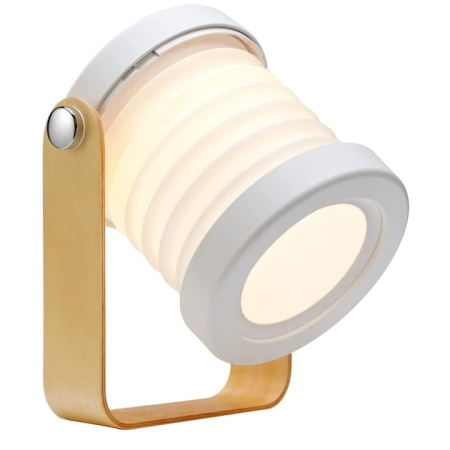 Lampi Birou - Lampa multifunctionala portabila, Retractabil ambientala, Pentru citit, Veghe, Lanterna, Cu touch, 3 luminozitati, USB reincarcabila, Protectie ochi, 4W, ABS/Din lemn/PC, Alba