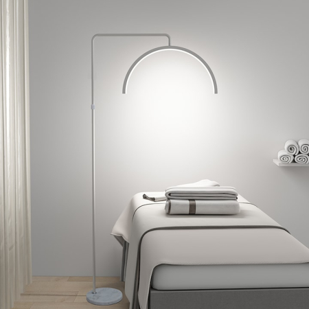 Lampa Profesionala pentru Make Up, Semiluna, cu LED 70 cm, 50 W, Lumina Calda, Rece, cu rotire 360°, ideala pentru Gene, Manichiura, Studio Tatuaje, Alba [1]