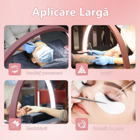 Lampa profesionala semiluna cu LED-uri, Lampa LED Profesionala Semiluna, Pentru Manichiura, Gene Cosmetica Tatuaje Stilizare Sprancene, Iluminare Reglabila si Uniforma, Lumina Rece, Naturala si Calda, [3]
