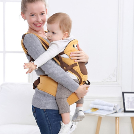 Marsupiu ergonomic si ortopedic, pentru bebe, 3-36 luni, ajustabil, model ursulet, maro, buz [2]