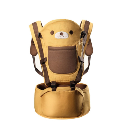 Marsupiu - Marsupiu ergonomic si ortopedic, pentru bebe, 3-36 luni, ajustabil, model ursulet, maro, buz