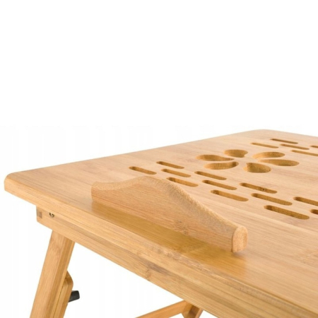 Masuta laptop 17", MT Malatec, pliabila, 4 trepte inclinare, sertar, suport cana, lemn, natur [3]