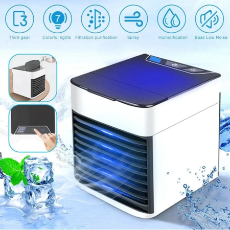 Mini Aer Conditionat Racitor Portabil, Neo™ Arctic Cube®, 3 functii racire, umidificare, purificare aer, lumina LED, Alimentare USB Si Lumina Ambientala, Capacitate 375 ml, Alb [2]
