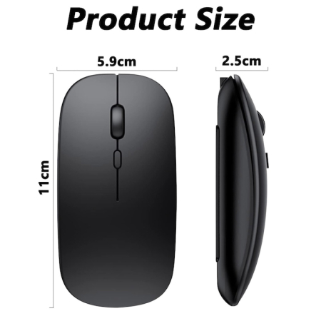 Mouse Bluetooth 5.1 si 2.4G Bluetooth dual-mode wireless, Zggzerg, Mouse de computer portabil cu receptor USB, Butoane mute, Cu buton DPI, reglabil 800/1200/1600DPI, Reincarcabil, 500mAh, Ergonomic, P [2]