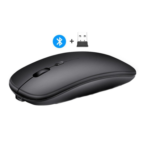 Echipamente PC - Mouse Bluetooth 5.1 si 2.4G Bluetooth dual-mode wireless, Zggzerg, Mouse de computer portabil cu receptor USB, Butoane mute, Cu buton DPI, reglabil 800/1200/1600DPI, Reincarcabil, 500mAh, Ergonomic, P