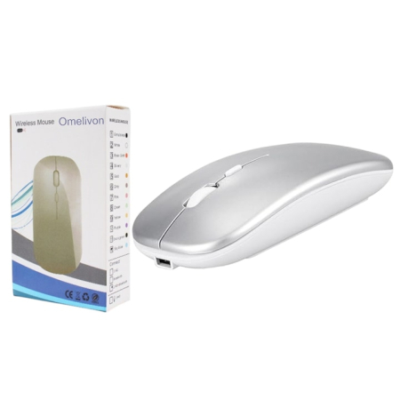 Echipamente PC - Mouse fara fir Bluetooth, 2.4G, portabil, argintiu, 11x5.8x2.7cm