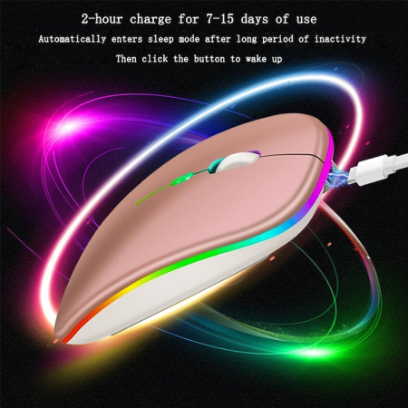 Mouse wireless roz, dual-mode, 800/1200/1600 DPI, iluminare LED, 58x26x112mm [1]