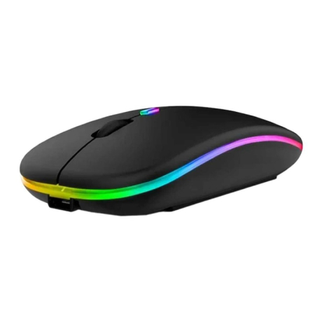 Echipamente PC - Mouse wireless, Zggzerg, Bluetooth 5.2 si 2.4Ghz, Receptor USB, Reglabil 800/1200/1600DPI, Mut, Reincarcabil, Cu LED RGB, 500mAh, Ergonomic, Pentru laptop, PC, Mac, Negru mat