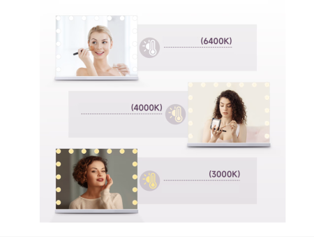 Oglinda cosmetica, Cu iluminare LED, Lumina in 3 culori, Luminozitate reglabila, Functie de memorie tactila, 58x12x46cm [5]