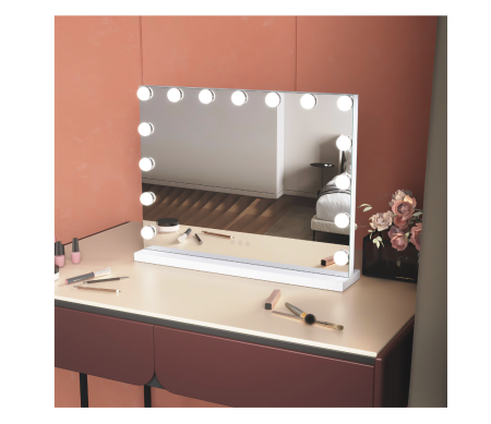 Oglinda cosmetica, Cu iluminare LED, Lumina in 3 culori, Luminozitate reglabila, Functie de memorie tactila, 58x12x46cm [6]