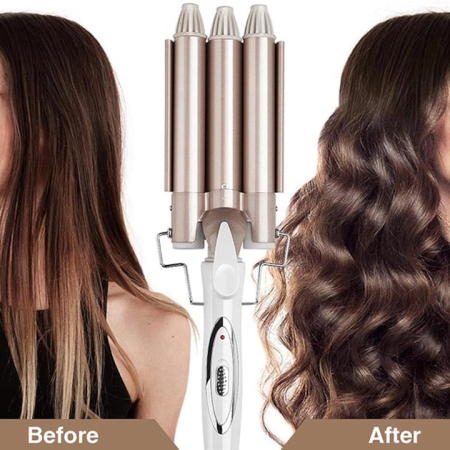 Ondulator de par 3 tuburi, 22mm, ceramica, sistem de control al temperaturii, auriu [1]