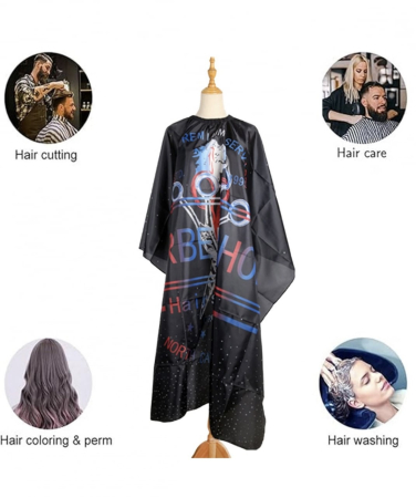 Pelerina de Frizerie QttvbTna, Rezistenta, Reutilizabila, Negru/Albastru/Mov, 160x140cm [5]