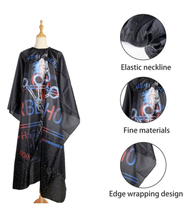 Pelerina de Frizerie QttvbTna, Rezistenta, Reutilizabila, Negru/Albastru/Mov, 160x140cm [2]