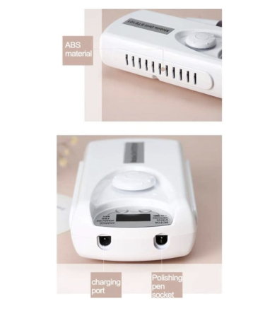 Pila electrica pentru unghii Profesionala, 30000RPM, portabila, pentru manichiura si pedichiura, 2200mAh Alb [2]
