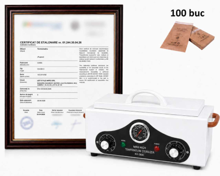 Sterilizatoare - Pupinel CALIBRAT ETALONARE, sterilizator cu aer cald 220 grade CH-360C+100buc pungi