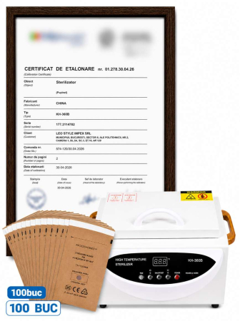 Sterilizatoare - Pupinel CALIBRAT ETALONARE, sterilizator cu aer cald 250 grade KH-360B+100buc pungi