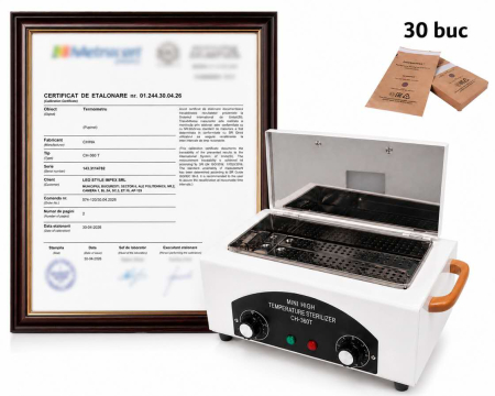 Sterilizatoare - Pupinel Calibrat ETALONARE, Sterilizator Profesional CH-360T + 30 Pungi Maro din Hartie