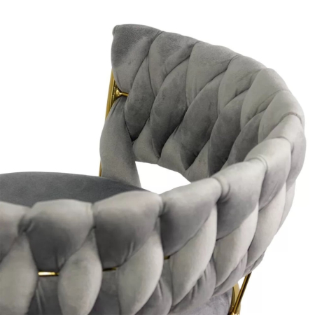 Scaun bar reglabil pe înălțime, rotativ, suport picioare, catifea, gri [1]