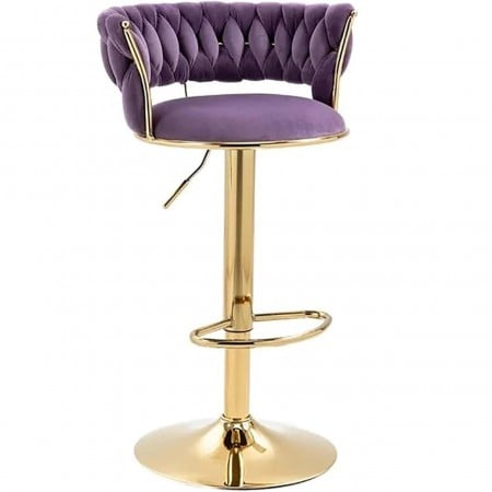 Scaun - Scaun bar, rotativ, înălțime reglabilă, Catifea, mov