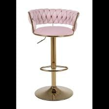 Scaun - Scaun bar, rotativ, înălțime reglabilă, Catifea, Roz