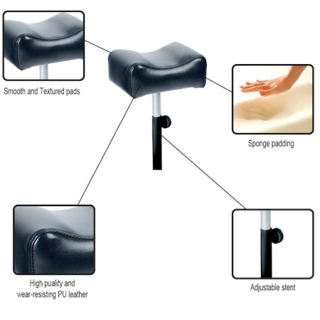 Scaun cu spatar si Suport pedichiura, reglabil, Negru [2]