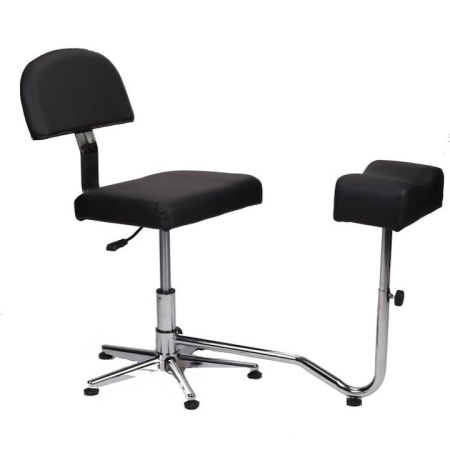 Suport pedichiura - Scaun cu spatar si Suport pedichiura, reglabil, Negru