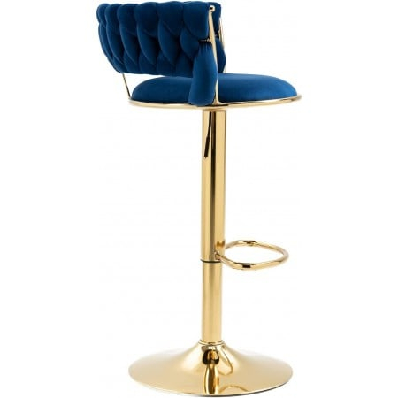 Scaun de bar din catifea cu bază aurie-albastru [1]