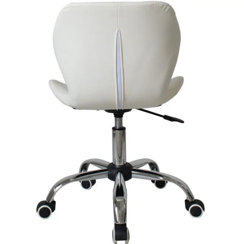 Scaun Frizerie Coafor , Reglabil pe Inaltime, Piele Ecologica alb [3]