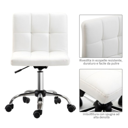 Scaun rotativ reglabil  din piele sintetica, alb, 46x51x76-88 cm [2]