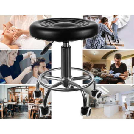 Scaun-taburet pentru salon, Beautylushh, Piele/Cauciuc, Negru [6]