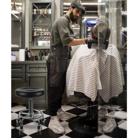 Scaun-taburet pentru salon, Beautylushh, Piele/Cauciuc, Negru [7]