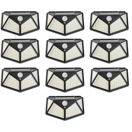 Accesorii Frizerie - Set 10 lampi cu incarcare solara ZoePRO COOL senzor miscare, 3 trepte de iluminare, 100 LED