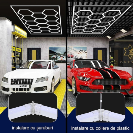Set 14 Hexagoane LED Honeycomb 600W LEDIGANT®, 6500k, lumina alb rece, 4.8x2.4m [2]