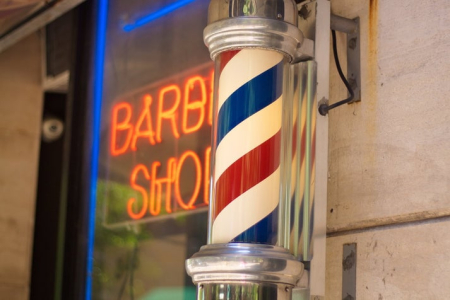Sigla Barber Shop, Reclama luminoasa frizerie, Barber Pole, 88CM [1]