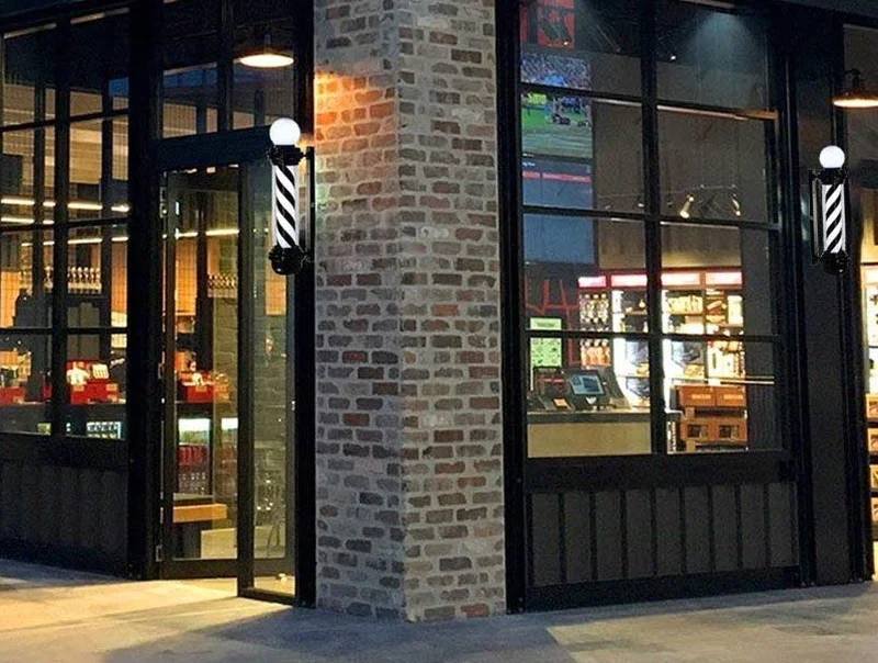 Sigla Barber Shop, Reclama luminoasa frizerie, Barber Pole, 88CM negru [2]