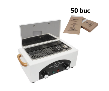 Sterilizator Pupinel Salon Cu Aer Cald Putere 300w + Pungi Sterilizare Pupinel Autoclav Din Hartie75 X 150mm Set 50 Buc [0]
